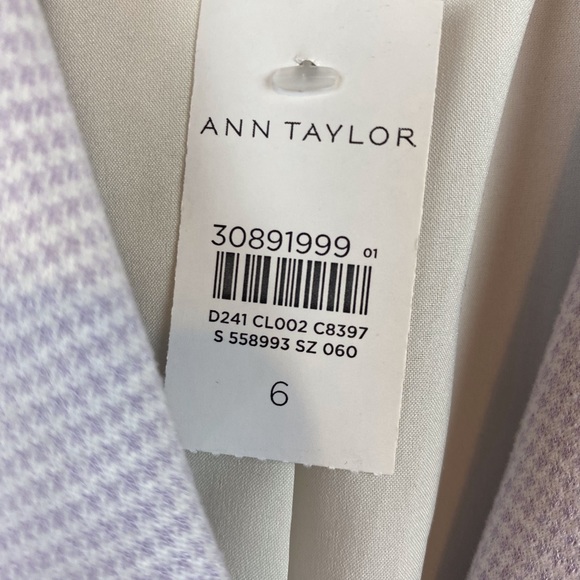 Ann Taylor Lavender Houndstooth Plaid Print Blazer Size 6 NWT! - Picture 10 of 14